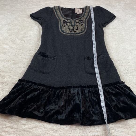 Gracieux Couleur Bead embellished velvet ruffle drop waist dress, size small - Picture 9 of 12